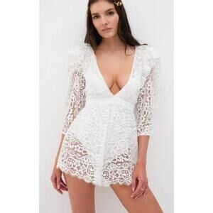 For Love & Lemons white lace ruffle romper